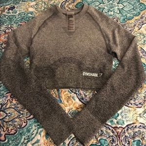 Gymshark Black/Grey Ombré Long Sleeve Crop Top